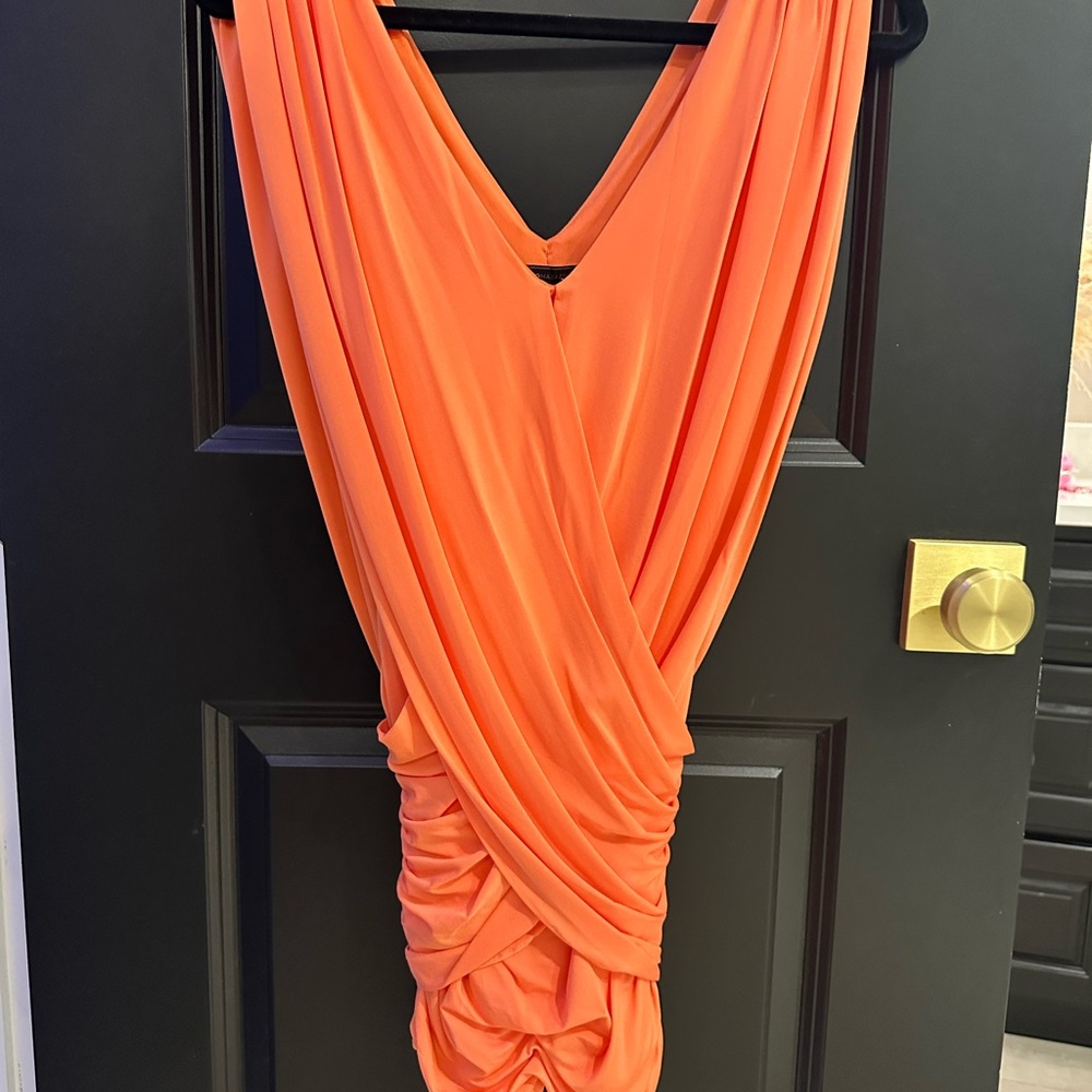 Vibrant Orange Draped Dress